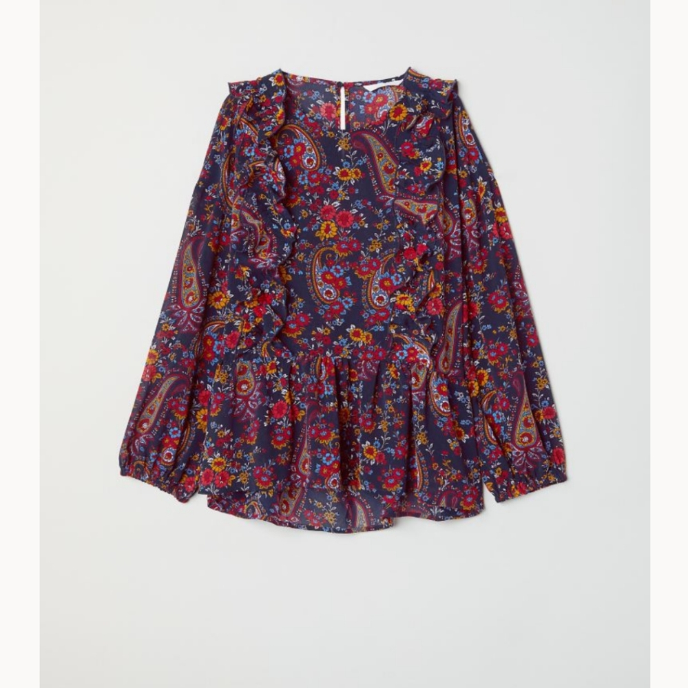 H&M blouse with flounces front and back size 10